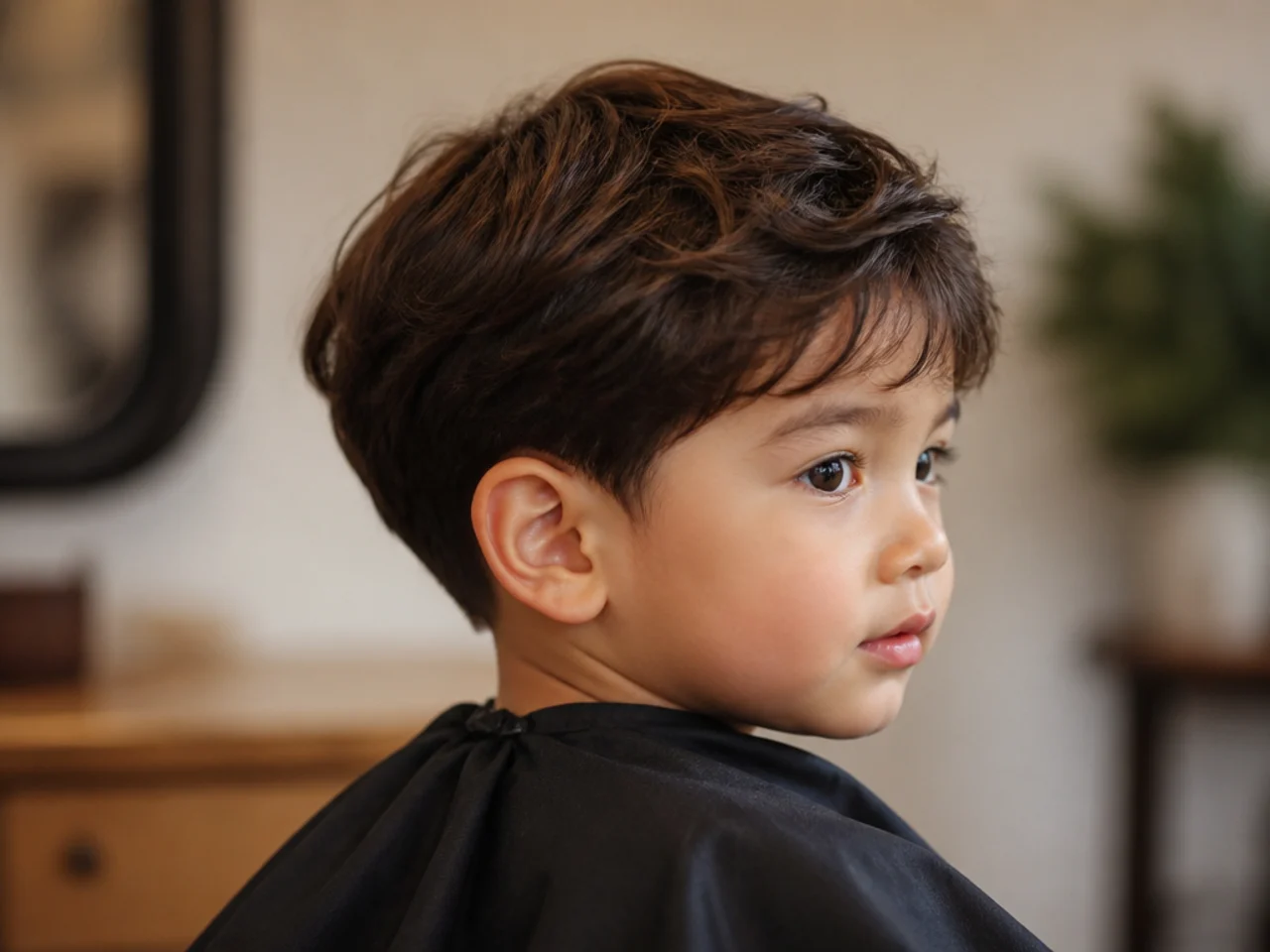 The nape of a toddler's neck with a small section trimmed