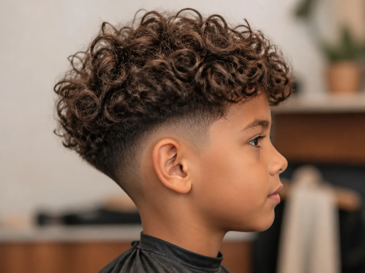 A boy with long natural curls