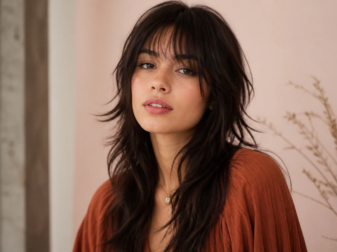 Long wolf cut with a wispy fringe