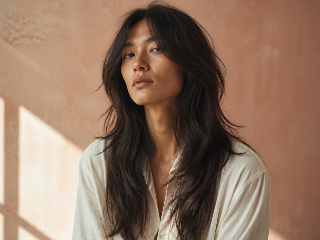 Long wolf cut with very light layering