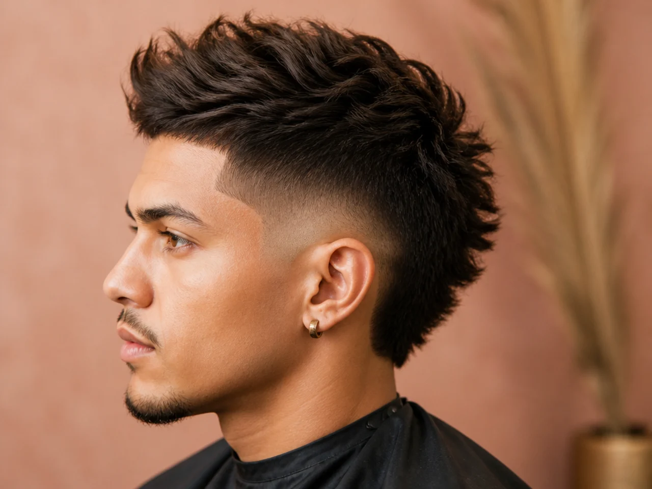 Low burst fade with a subtle faux hawk on top