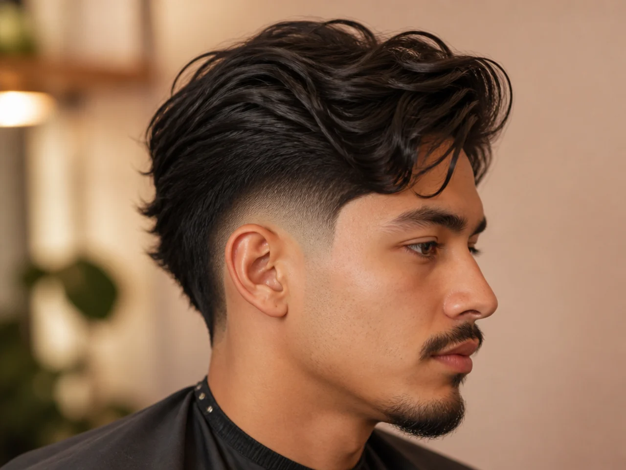 Low burst fade with a long flowing top