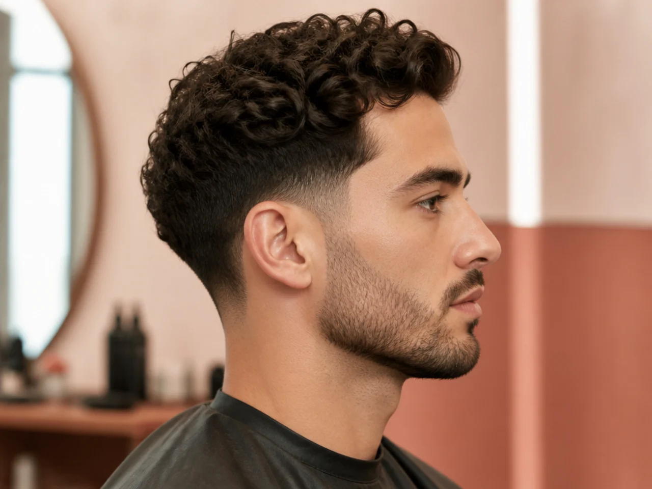 Barber running clippers along a low cut taper fade at the ear