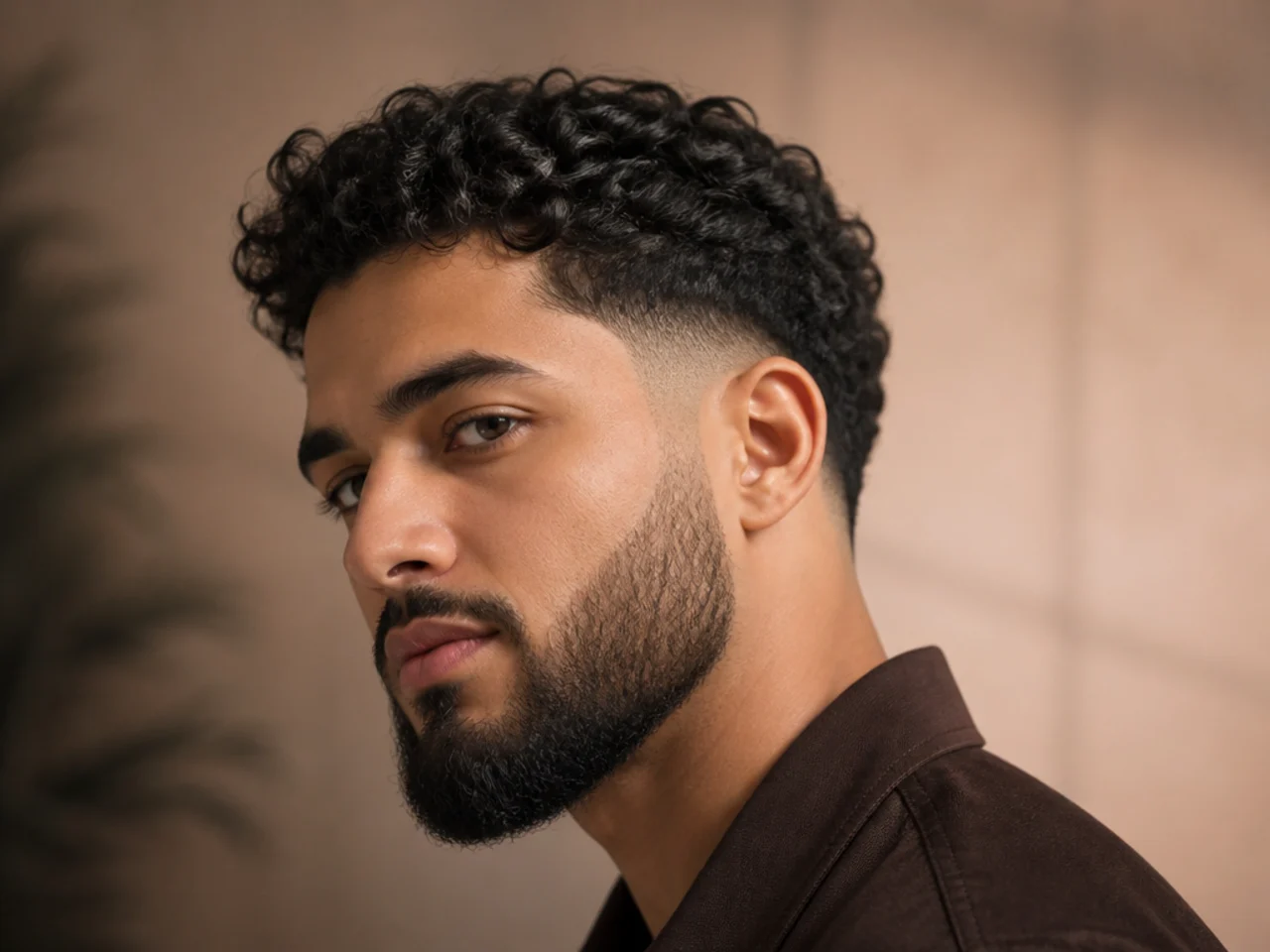 A low burst fade with a beard