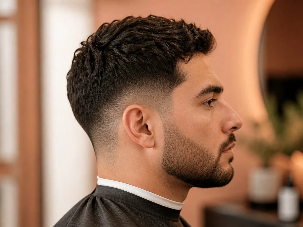 A low fade and beard at week two