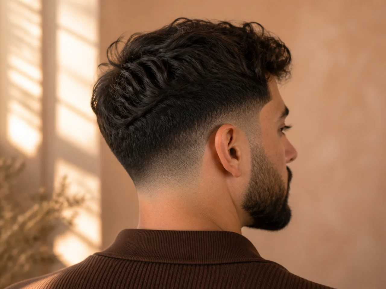 A low fade and beard at week five