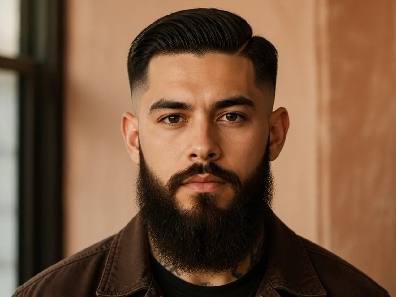 A low fade with a long beard
