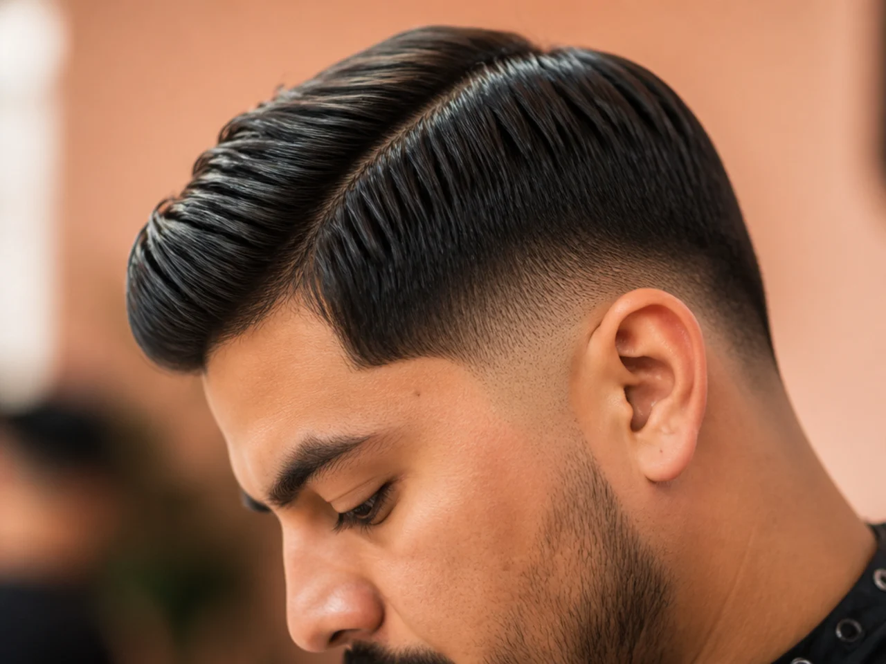 A flat low fade comb over