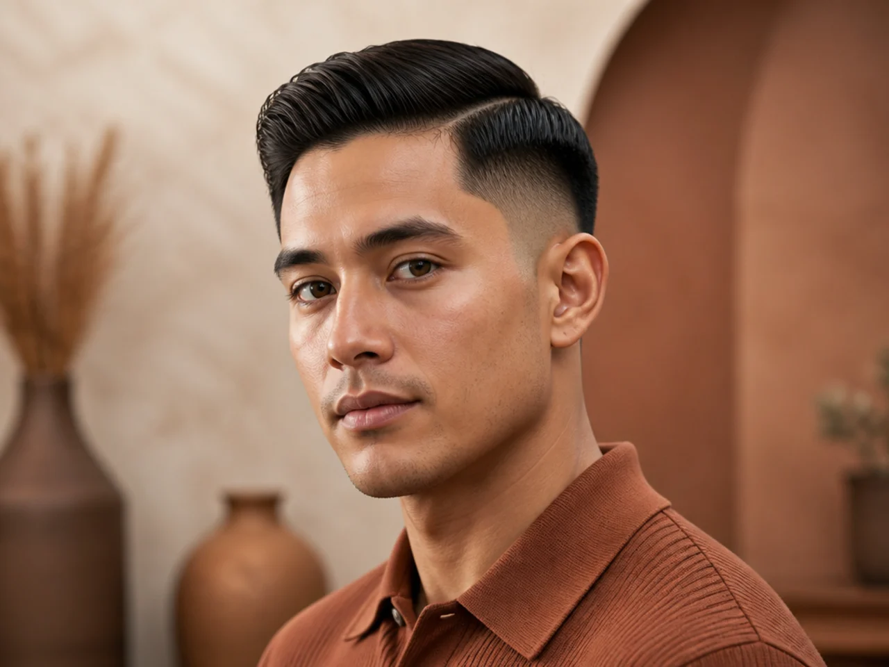 A short low fade comb over