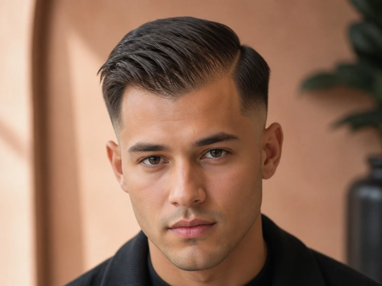 A low fade comb over on thinning hair