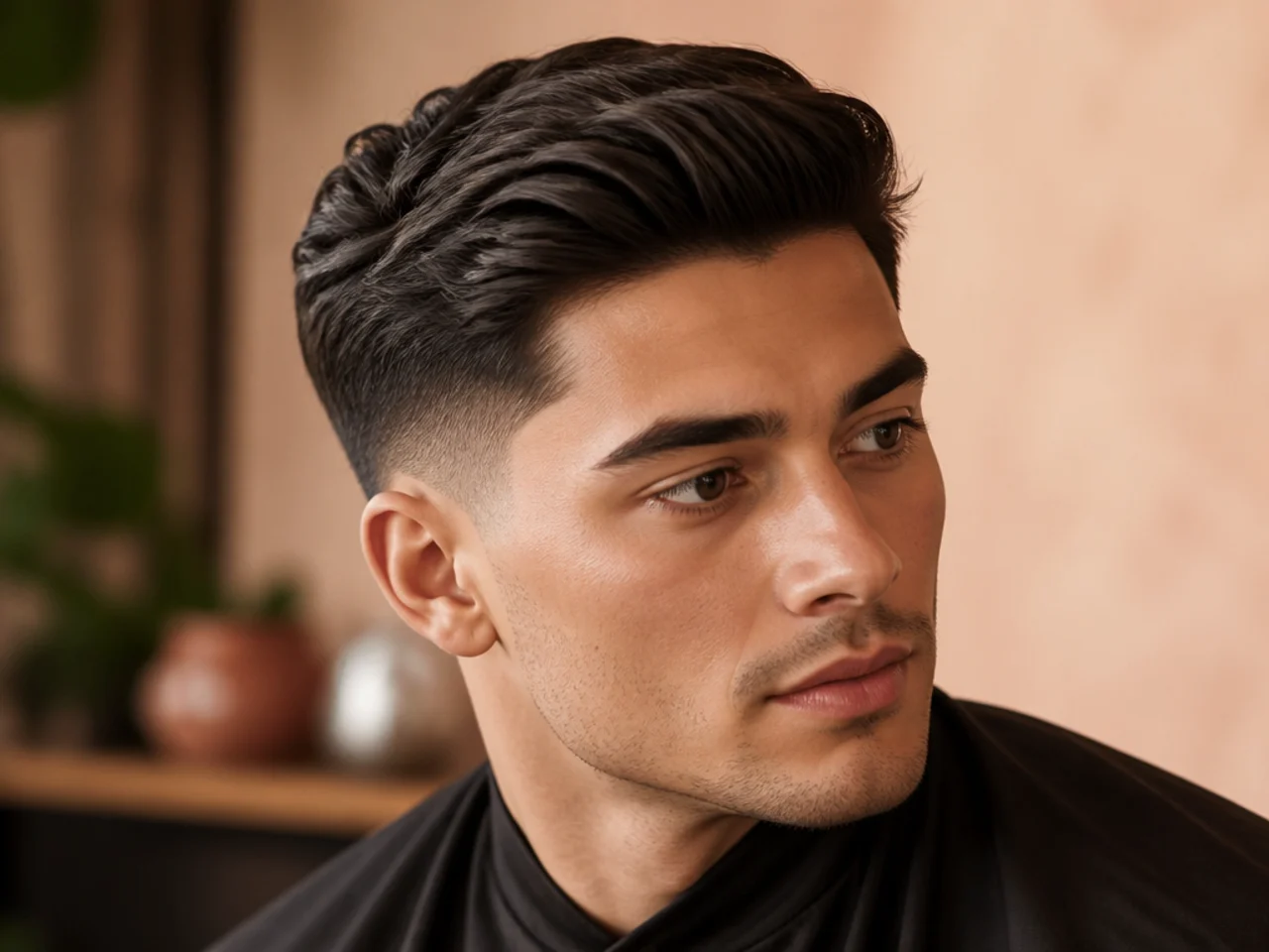 A textured low fade comb over