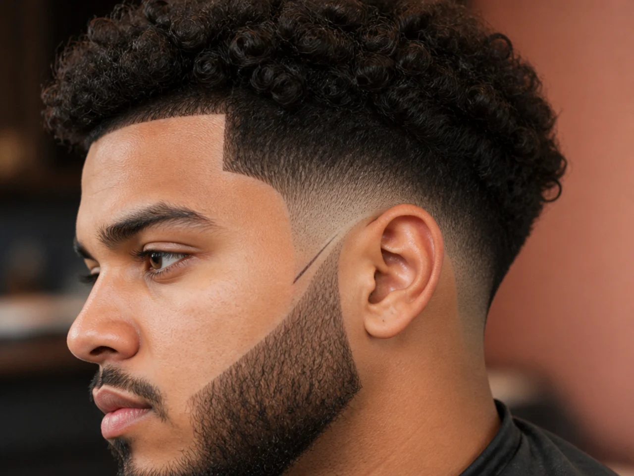A low fade design meeting the beard line