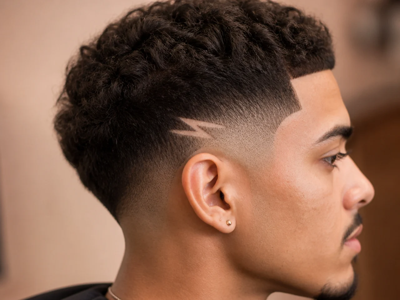 A compact lightning bolt design on a low fade