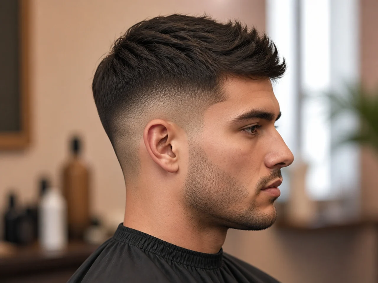 Low fade undercut with clean disconnect on a modern man's haircut