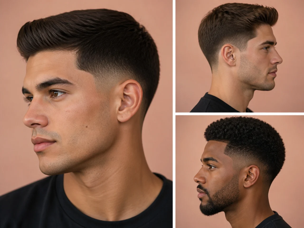 Low fade with preppy contoured top swept to the side on wavy hair