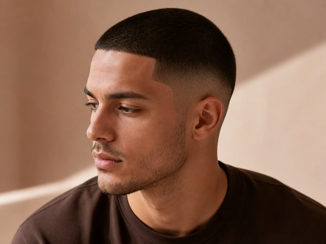 A low fade buzz cut