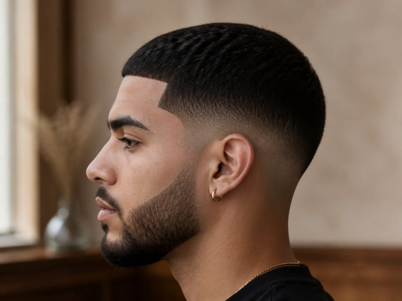 A low fade with a line-up