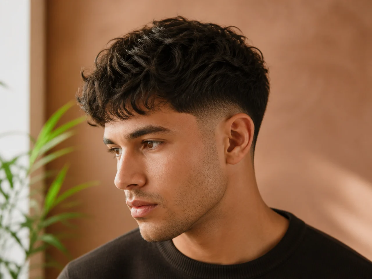 An air-dried low fade with no product