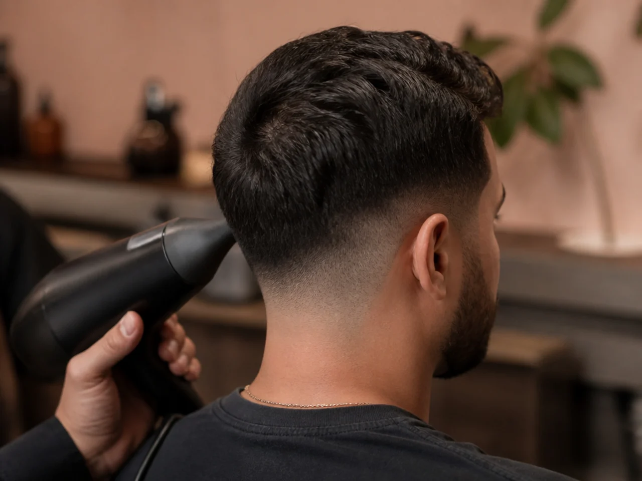 Drying the sides of a low fade first