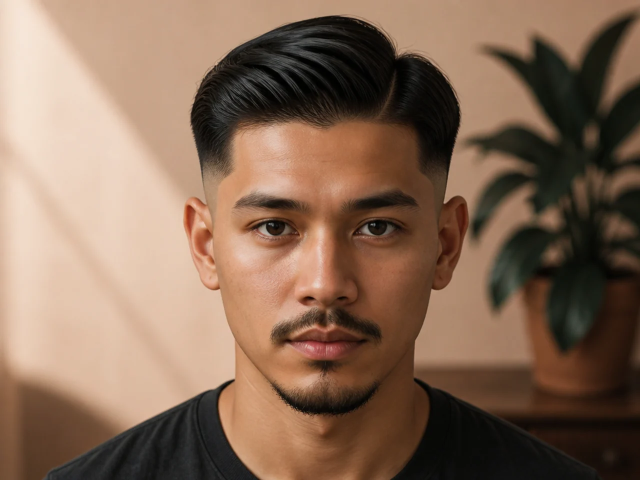 A grown-out blocked neckline under a low fade