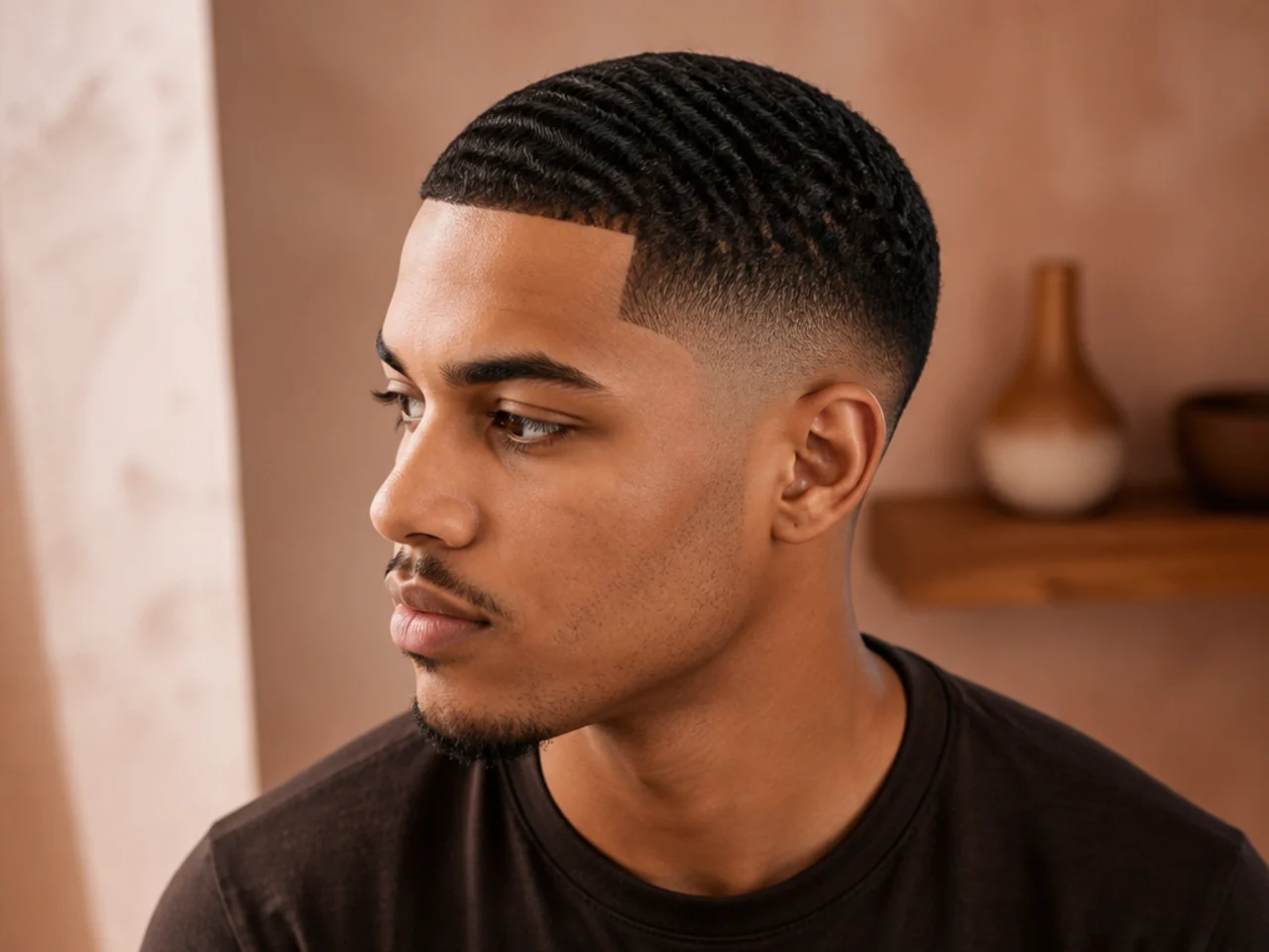 Low fade waves at a number one top guard