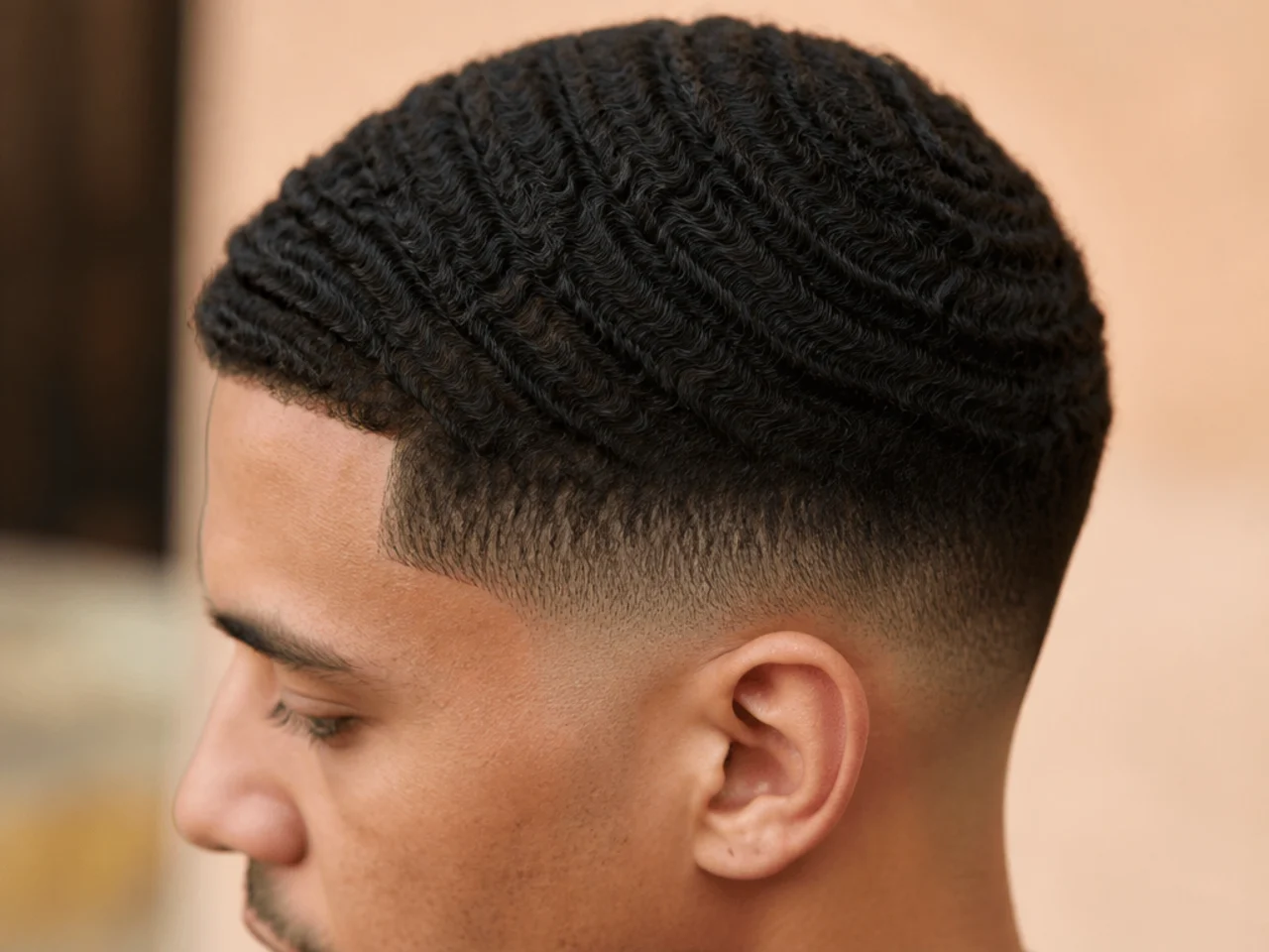 Low fade waves on coarse hair
