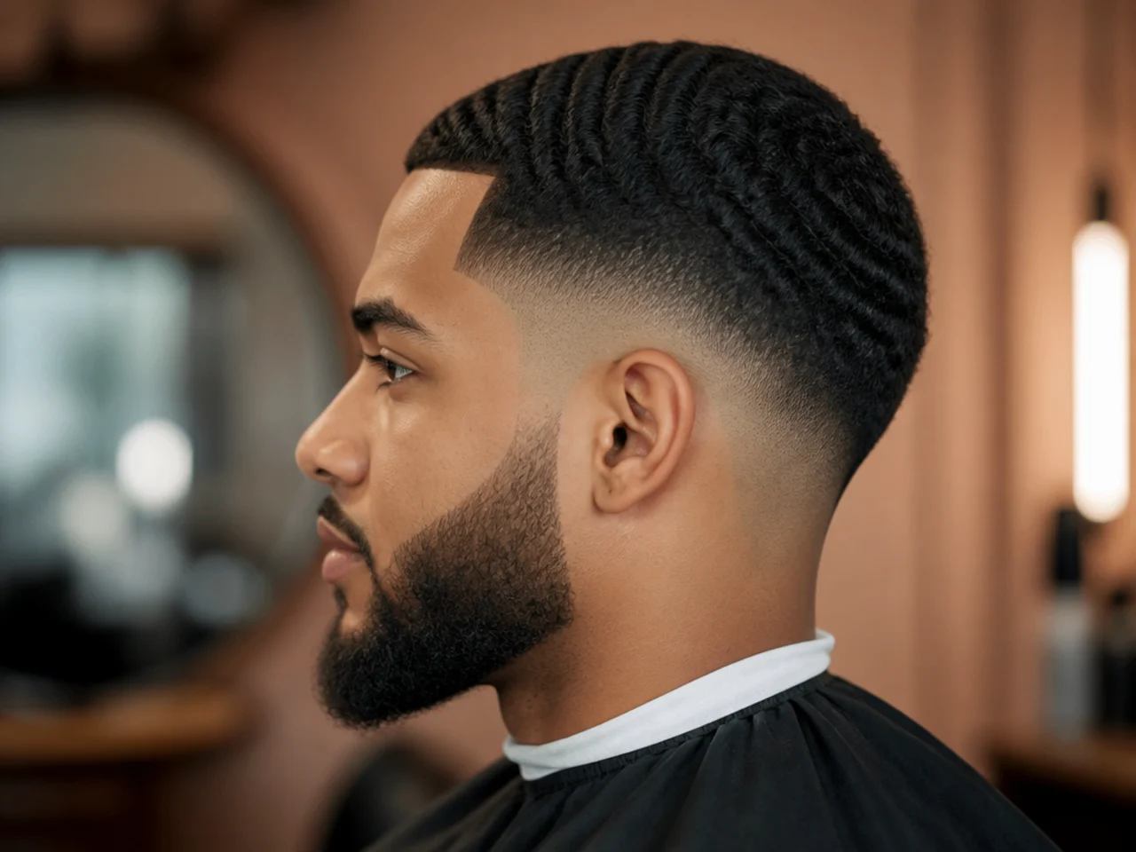 Low fade waves with a beard