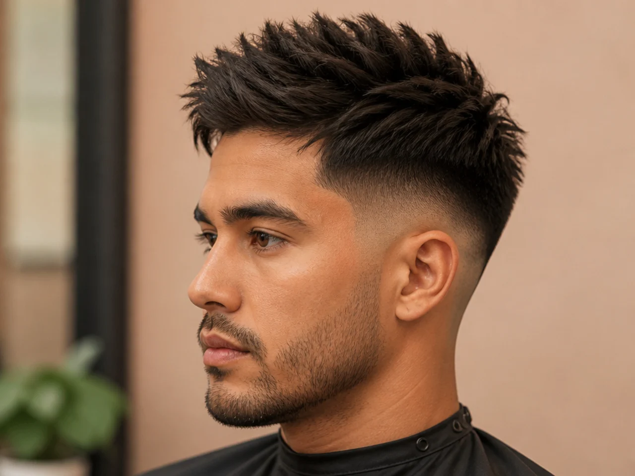 Textured Spiky Hair with Sharp Low Fade