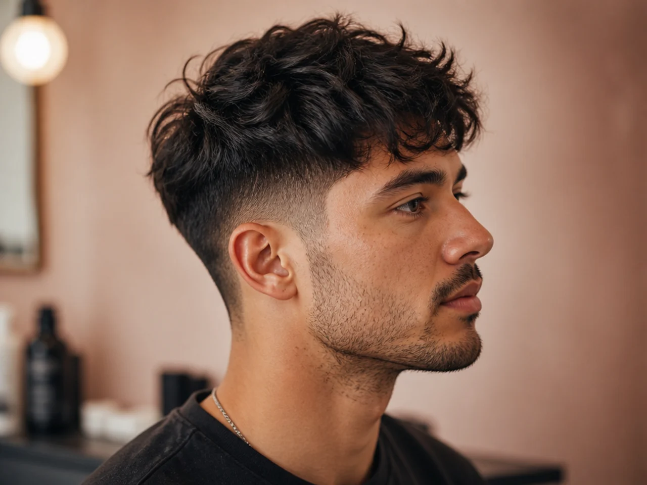 Short, Messy Hair with Taper Fade