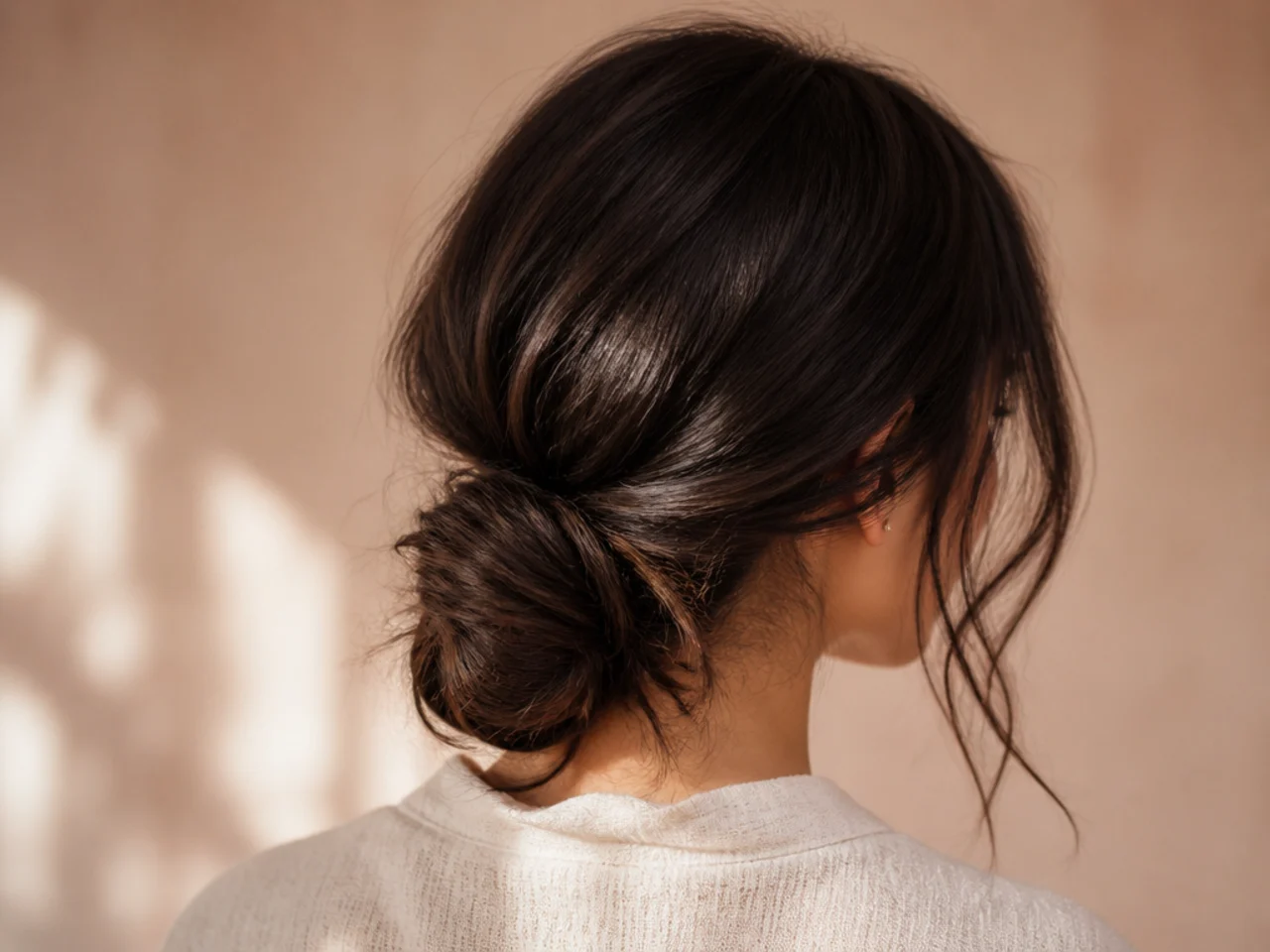 A loose low bun for sleeping
