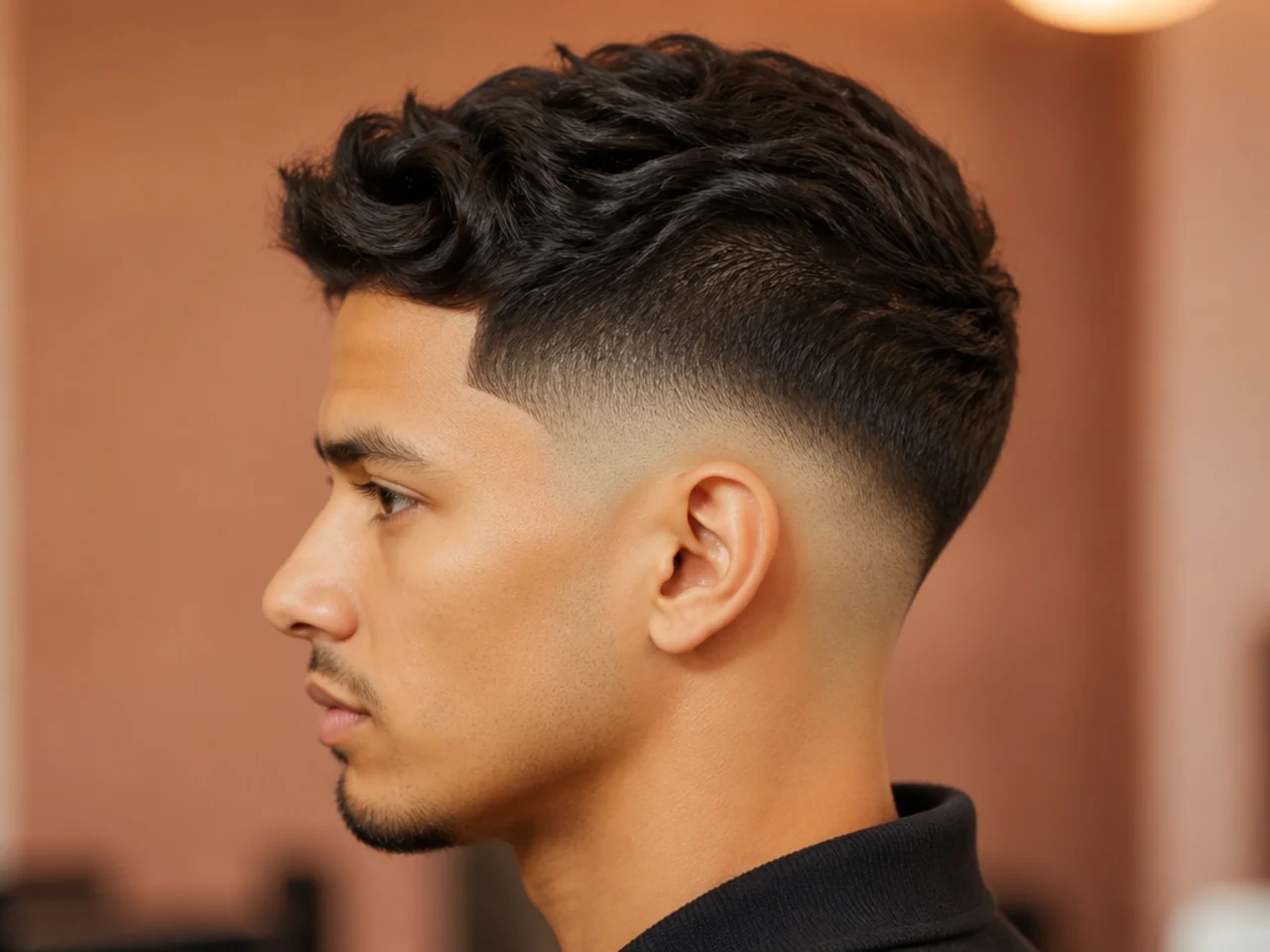 Low skin fade undercut with uniform three-inch top sitting over faded sides