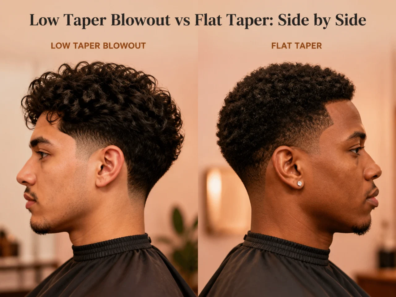 Comparison of a low taper blowout beside a flat low taper, both with matching taper foundations