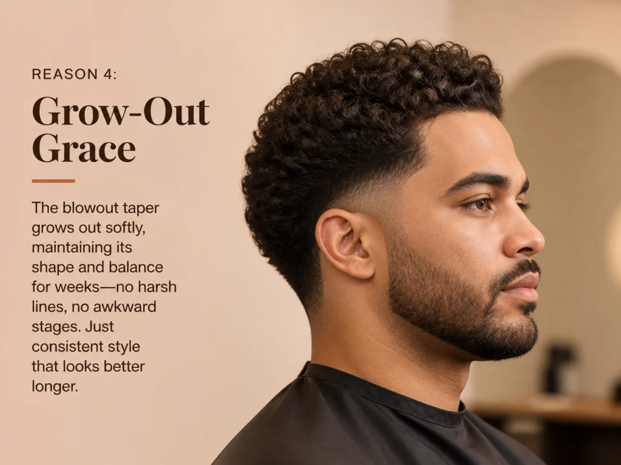 Week-one and week-four comparison of a low taper blowout showing the volume absorbing extra length