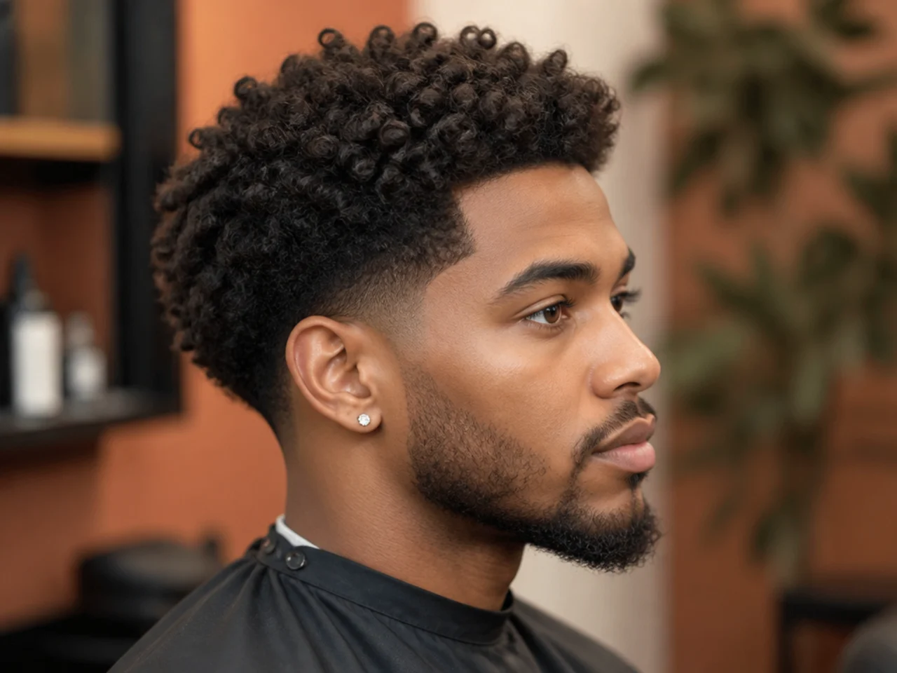 Defined twist-out coils on a three-inch 4A afro top with a clean low taper fade on the sides