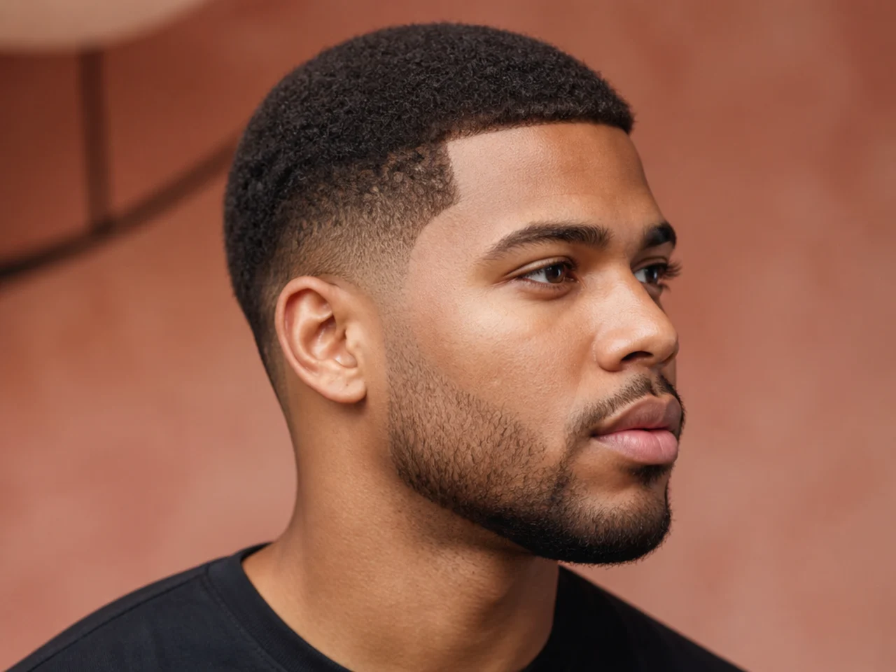 Half-inch TWA teeny weeny afro on 4B hair with a soft low taper fade and clean line-up