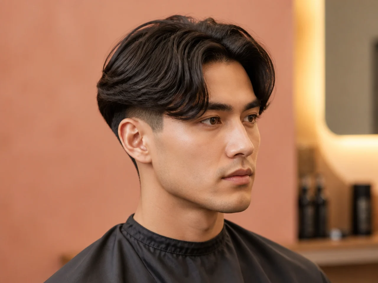 Two block middle part with a hidden clippered under-layer and low taper