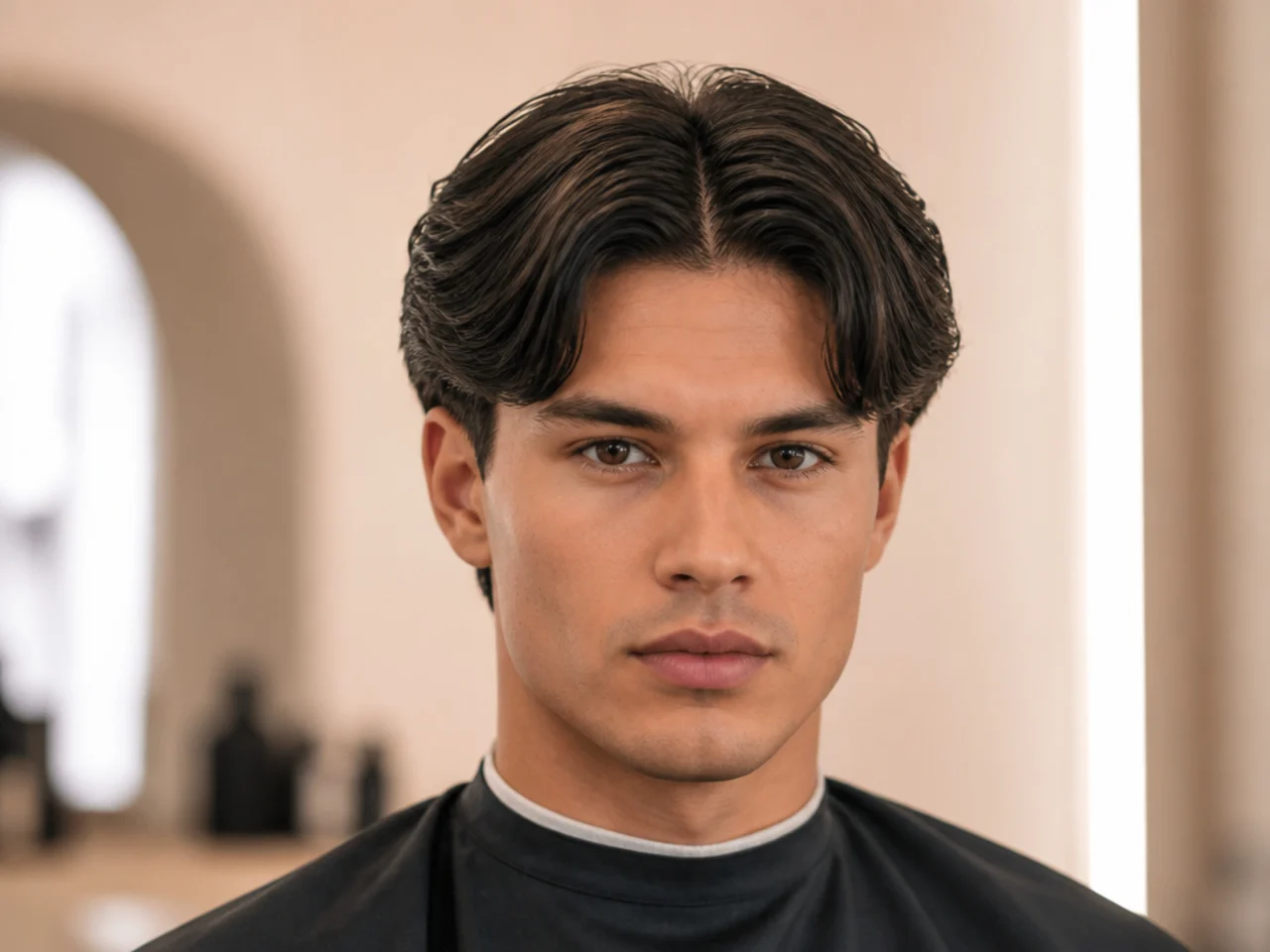 Boxy blunt-cut middle part with weight-forward shape and low taper