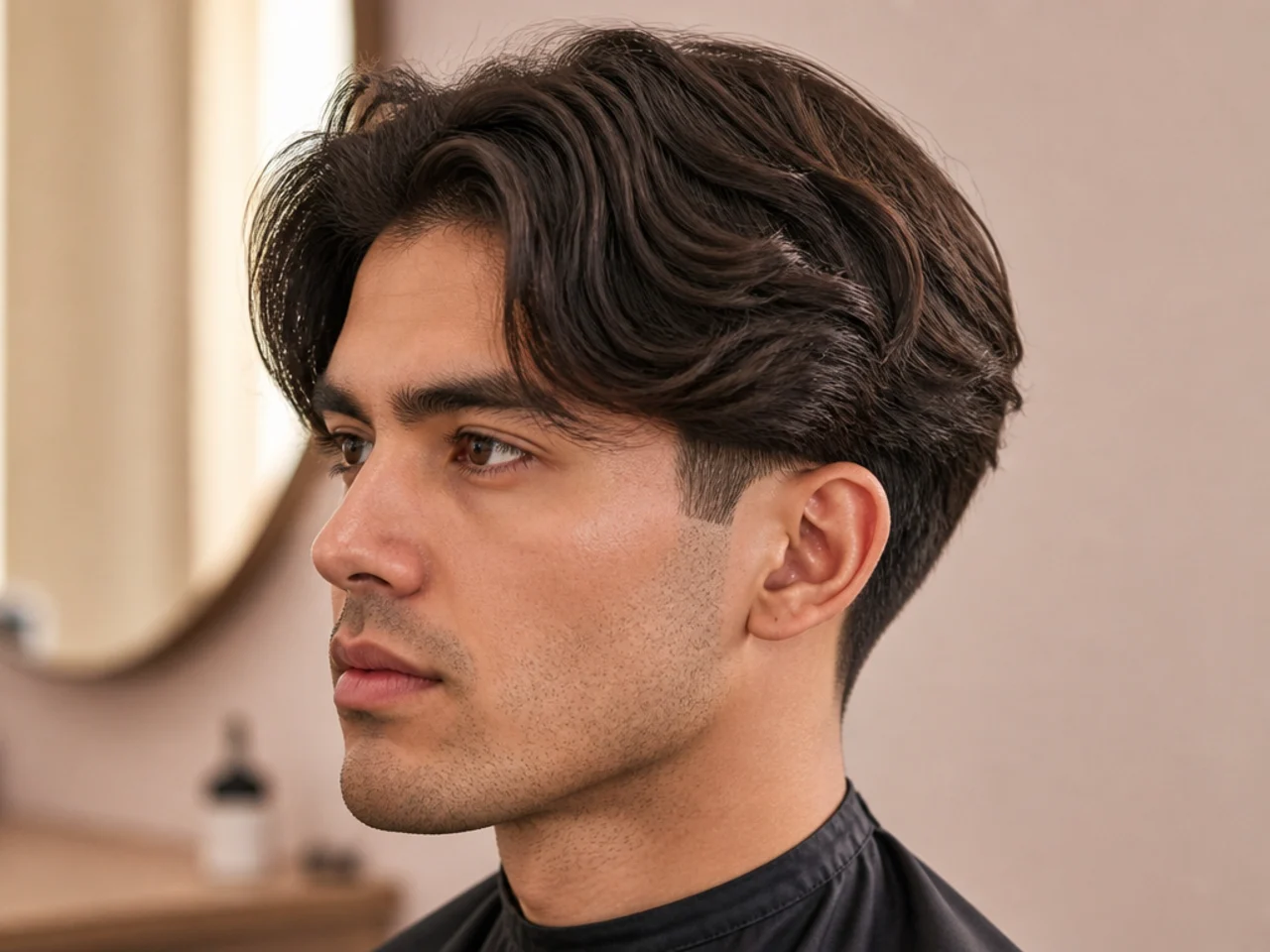 Grown-out mid-transition middle part with slight length imbalance and low taper
