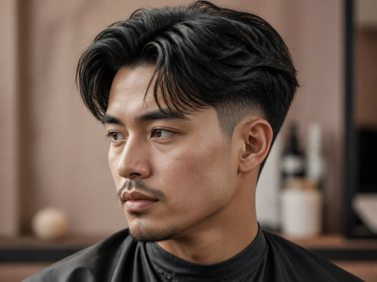 Softer off-center middle part with a half-inch shift left of center on wavy hair