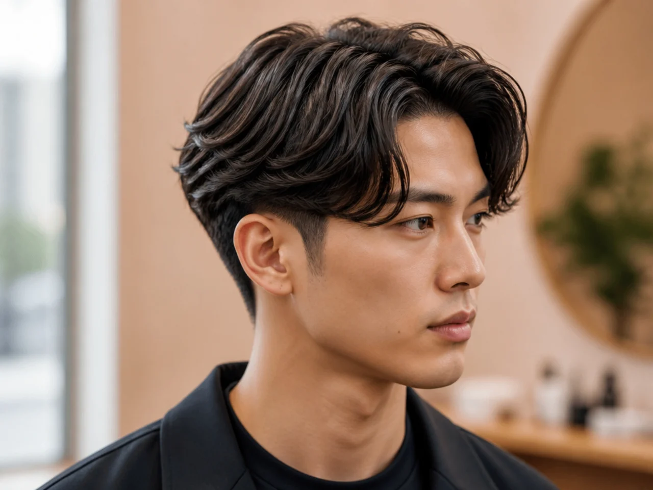 Wavy 2B middle part with natural movement and low taper