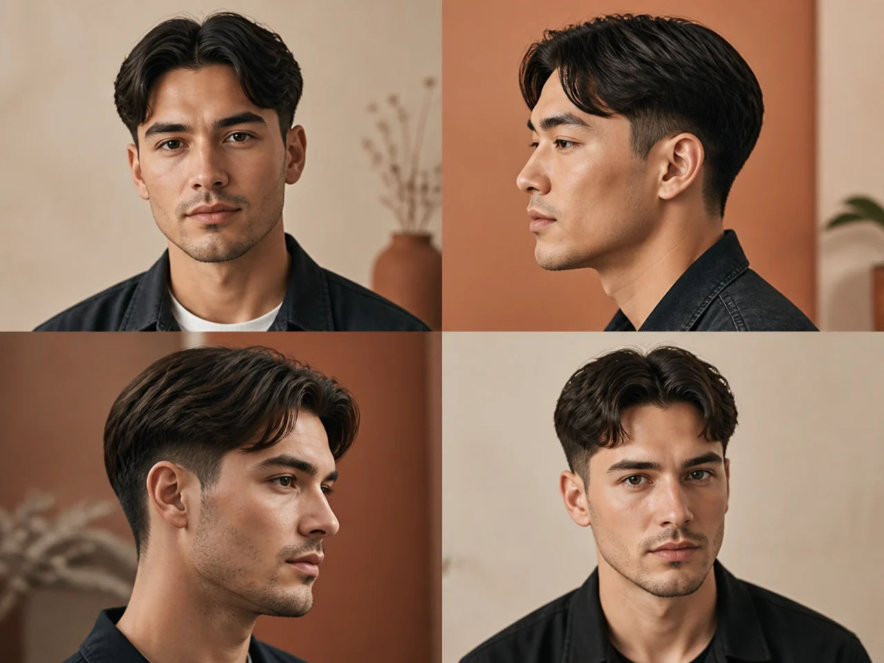 Short three-inch corporate middle part combed neatly with a tight low taper