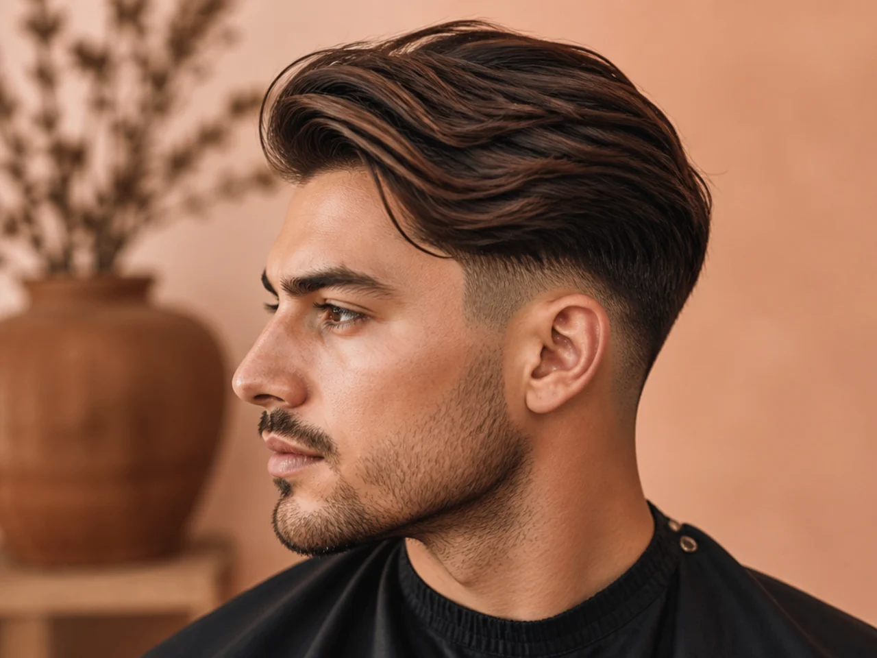 Feathered side sweep with wispy layers and low taper fade
