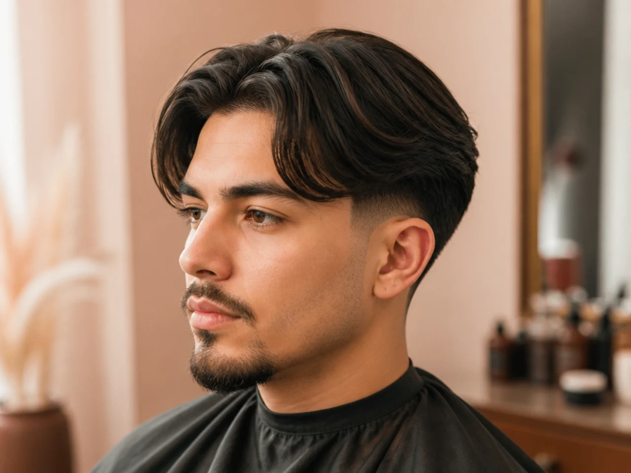 Middle part styling essentials — paddle brush, blow-dryer, sea-salt spray, matte paste