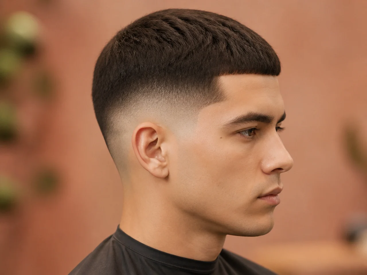 Precision crop with sharp geometric edges and low taper fade at the sides