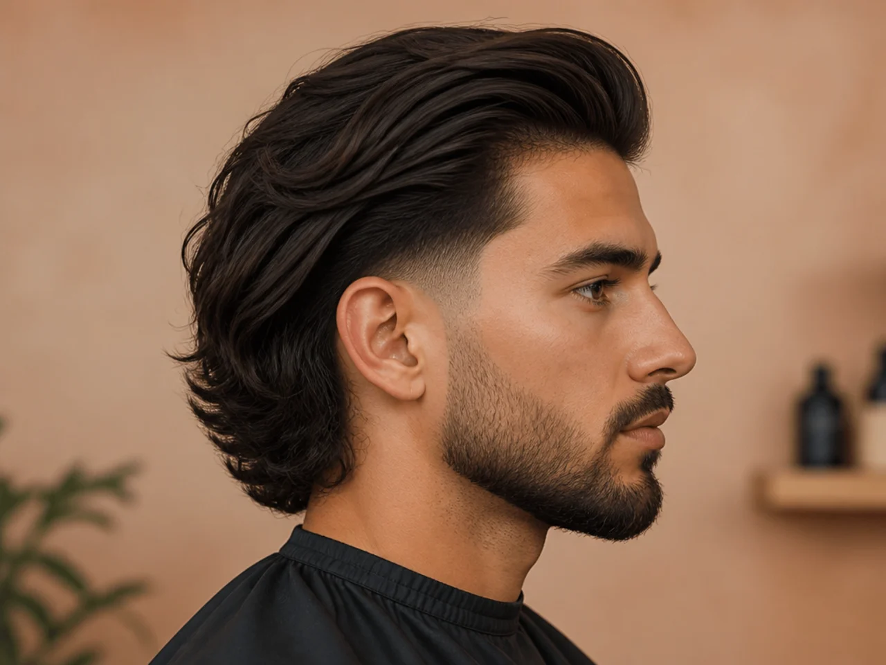 Long Hair with Low Taper Fade