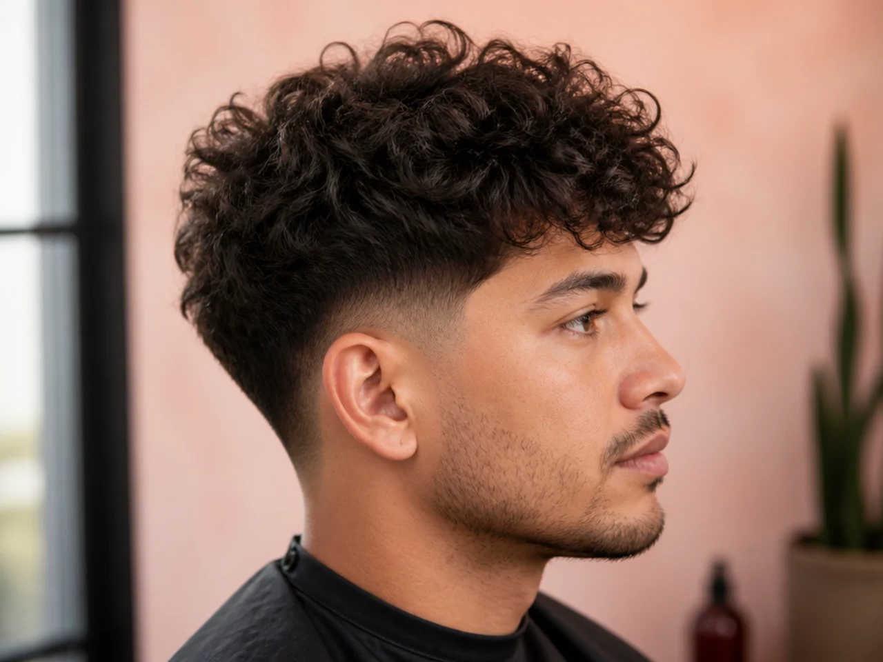 Low Taper Fade with Messy Curls