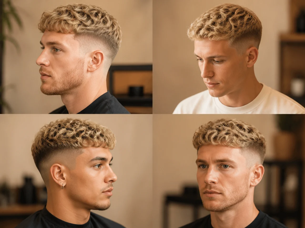 Short Blonde Waves with Taper Faded Sides