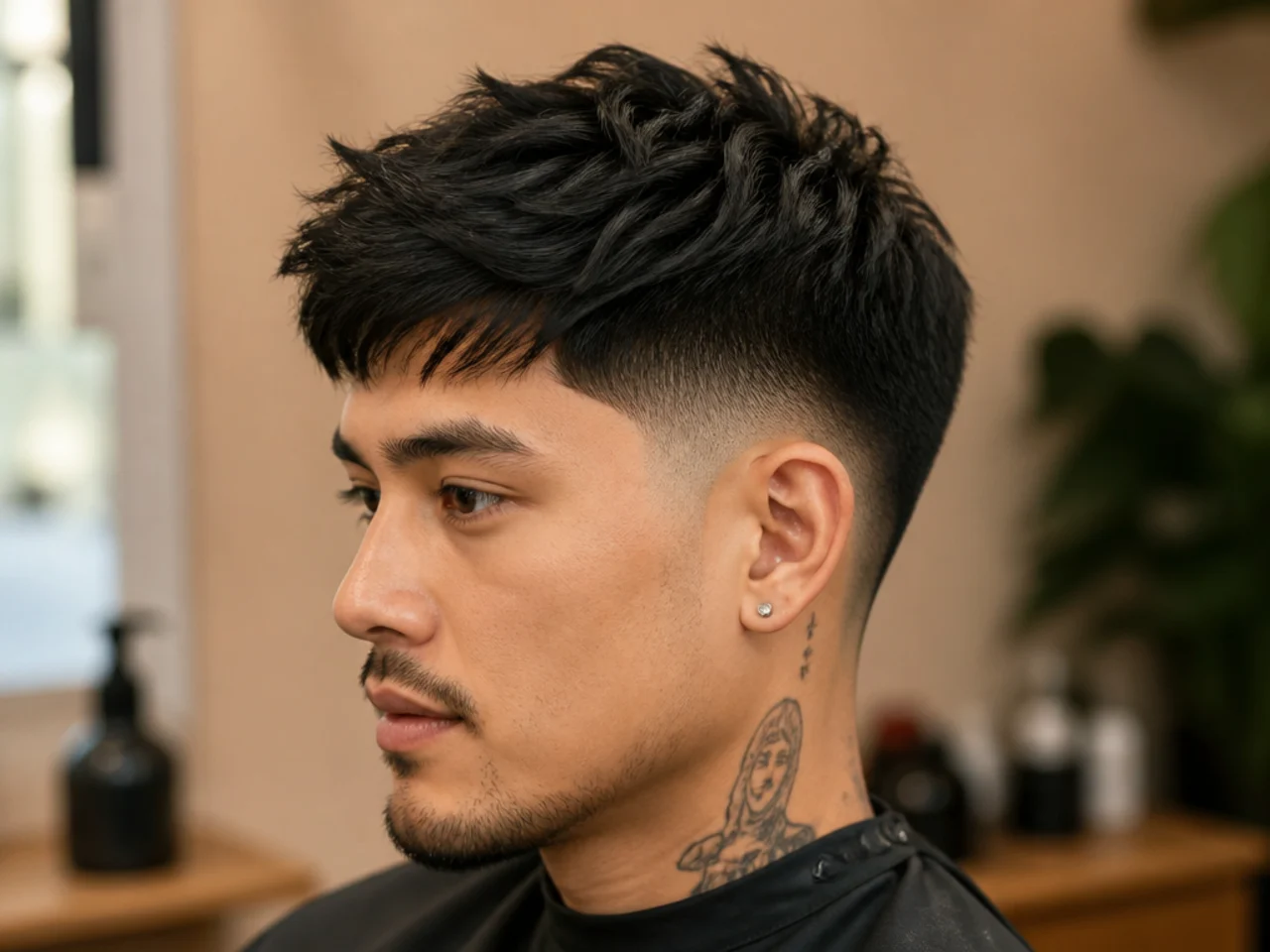 Textured Short Hair with Low Taper Fade