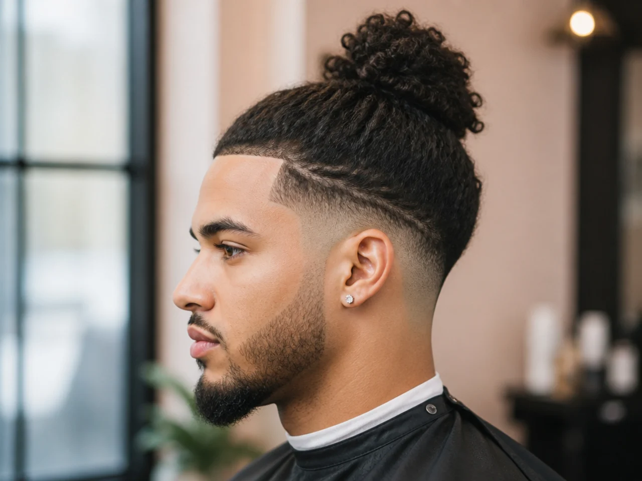 Top Knot with Low Taper Fade