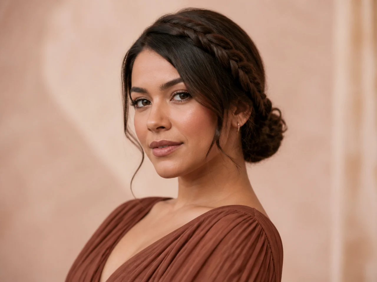 Low Braided Bun With Accent Braid